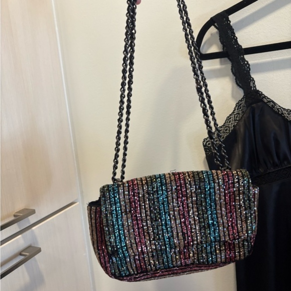 ZARA beaded rainbow evening shoulder bag